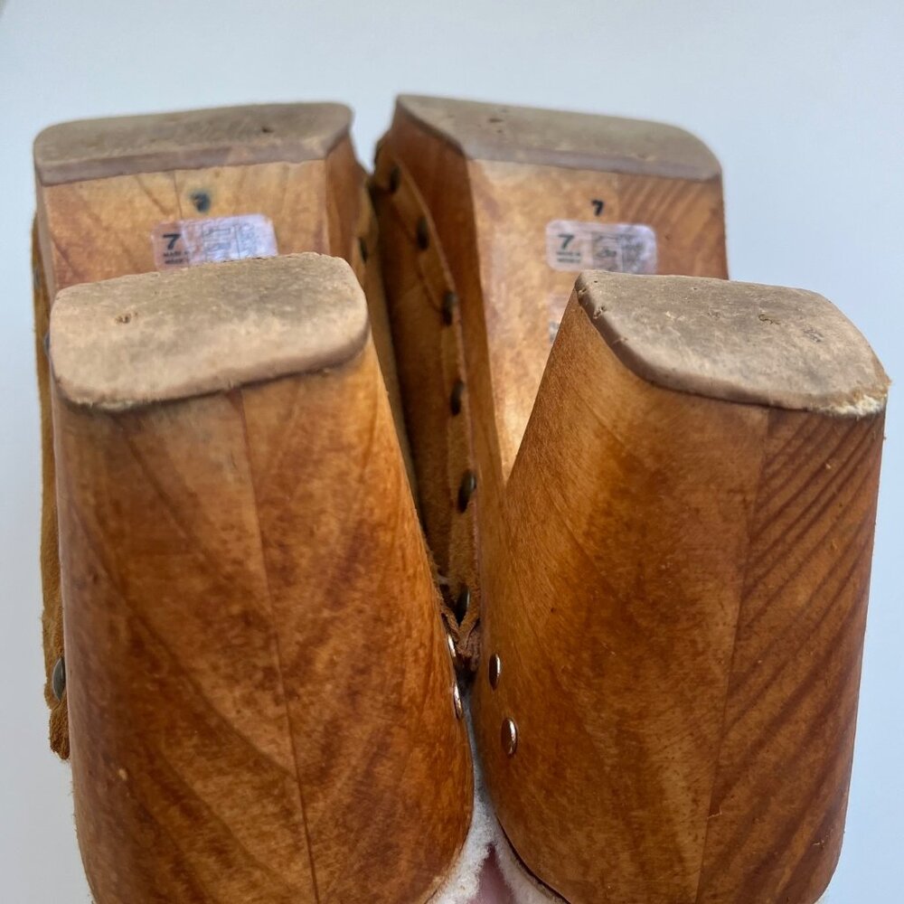 Beek Woodpecker Genuine Sherling Brown Suede Clogs | Size 7 - Picture 8 of 9